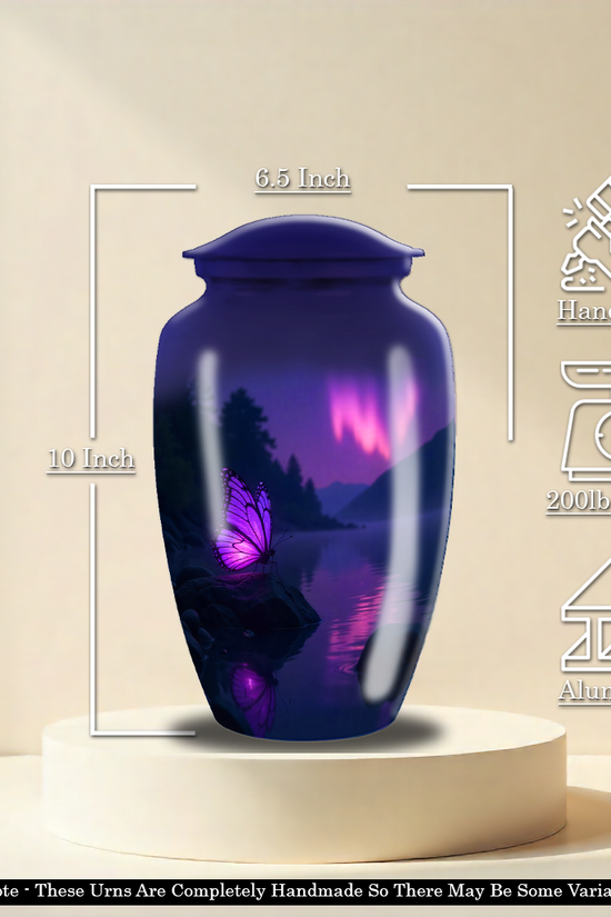 Purple Butterfly Custom Cremation Urn For Ashes Adult Men & Women