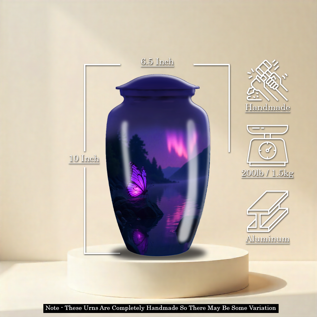 Purple Butterfly Custom Cremation Urn For Ashes Adult Men & Women