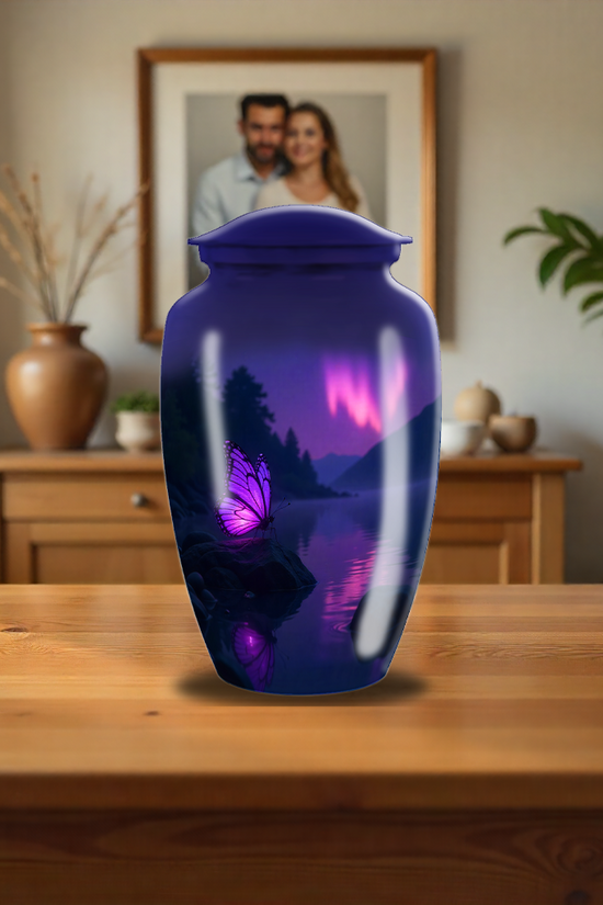 Purple Butterfly Custom Cremation Urn For Ashes Adult Men & Women