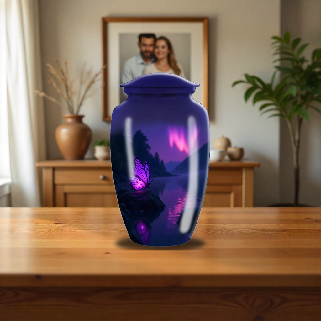 Purple Butterfly Custom Cremation Urn For Ashes Adult Men & Women