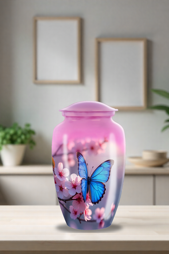 Blue Butterfly Urn