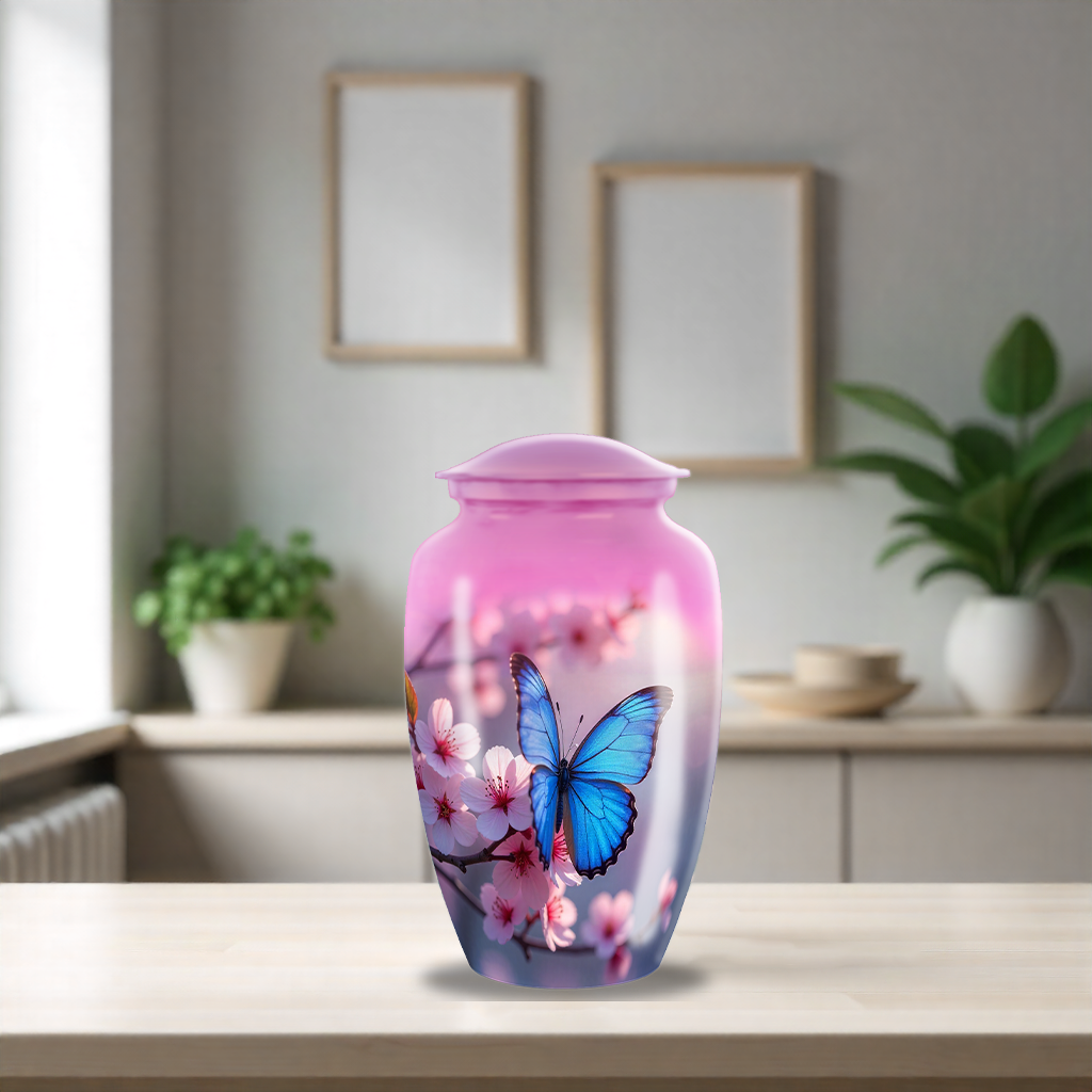 Blue Butterfly Urn
