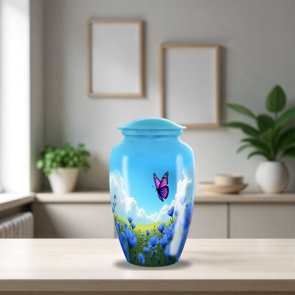 Flying Pink Butterfly Cremation Urn