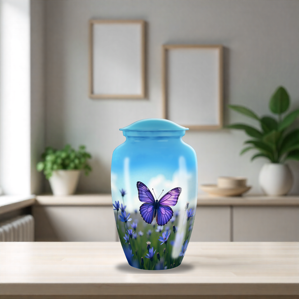 Purple Butterfly Cremation Urn