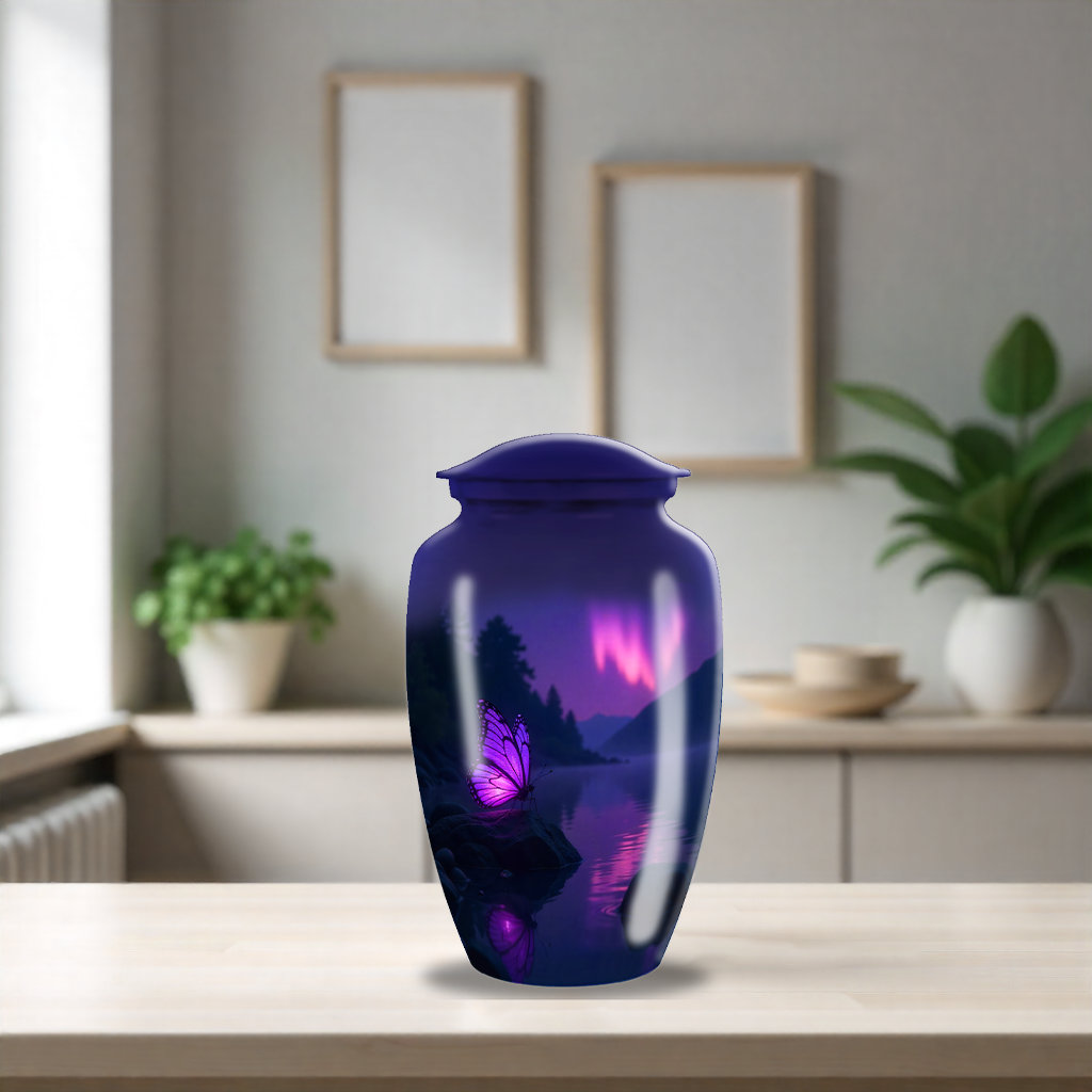 Purple Butterfly Custom Cremation Urn For Ashes Adult Men & Women