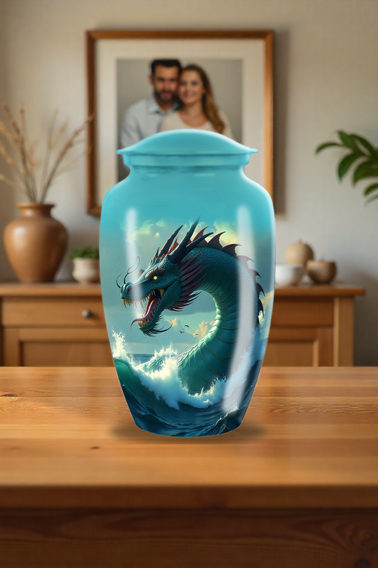 Blue Sea Dragon Large Cremation Urn 