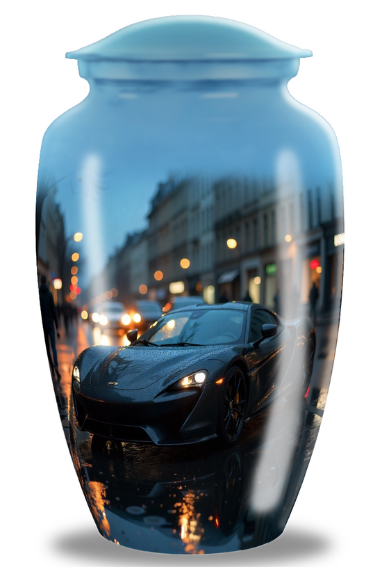 Black Classic Car Large Cremation Urn For Ashes For Adults Men & Women