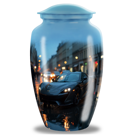 Black Classic Car Large Cremation Urn For Ashes For Adults Men & Women