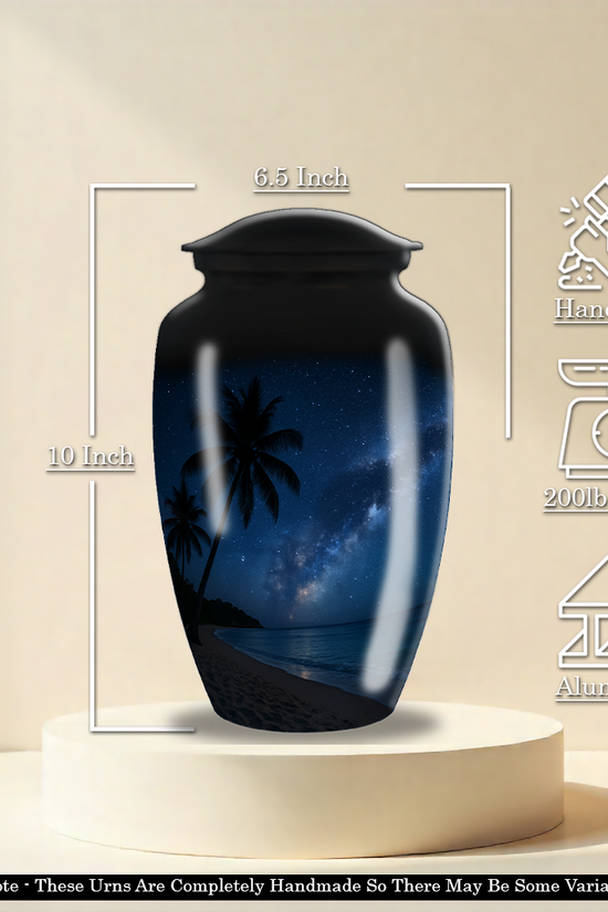 Starry Night Beach Theme Large Cremation Urn For Adult Human Ashes