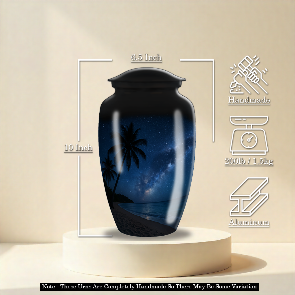 Starry Night Beach Theme Large Cremation Urn For Adult Human Ashes