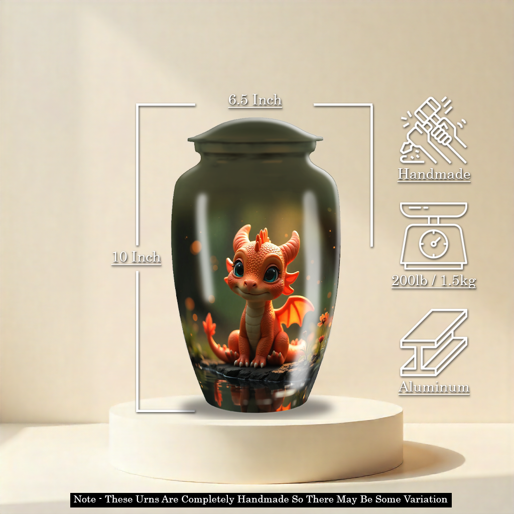 Red Baby Dragon Large Custom Cremation Urn For Human Ashes For Adult