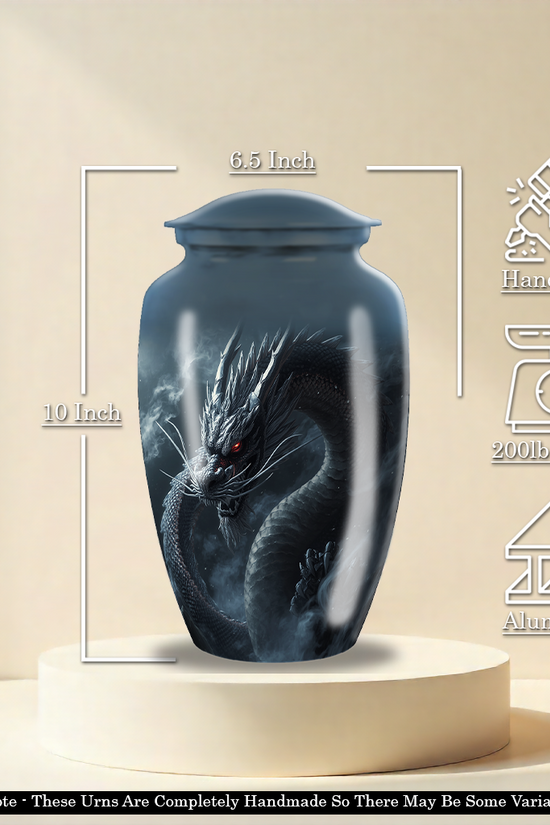 Black Chinese Dragon Large Cremation Urn For Ashes Male & Female