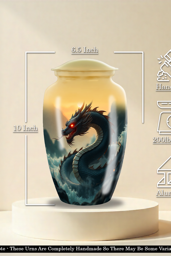 Blue Dragon Large Cremation Urn For Ashes Men & Women