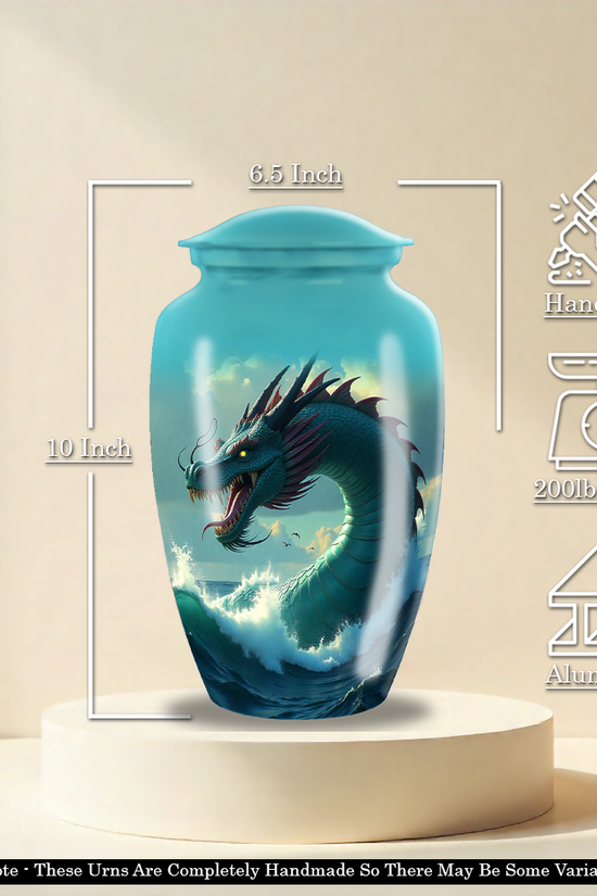 Blue Sea Dragon Large Cremation Urn For Adult Human Ashes Remains