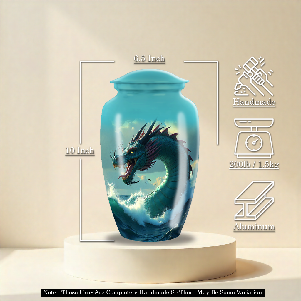 Blue Sea Dragon Large Cremation Urn For Adult Human Ashes Remains
