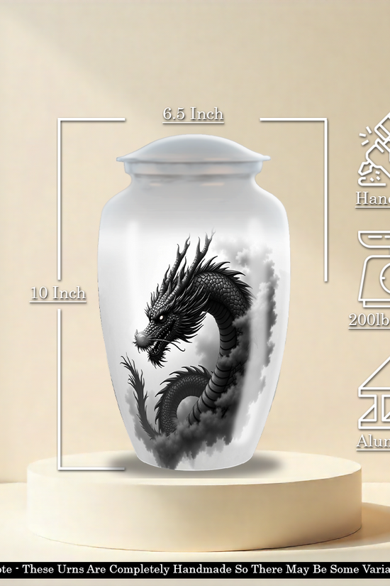 Black & Grey Dragon Large Cremation Urn For Human Ashes Dad