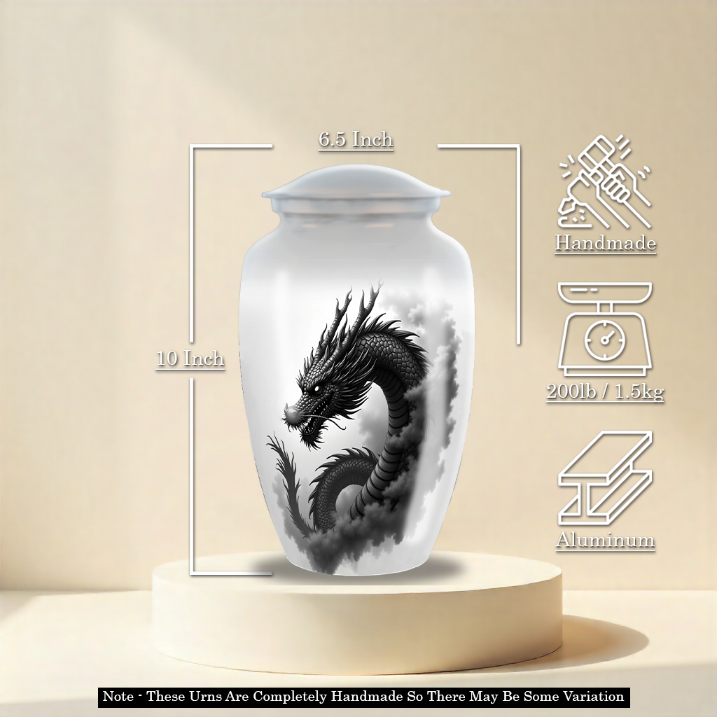 Black & Grey Dragon Large Cremation Urn For Human Ashes Dad