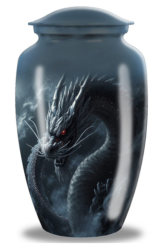 Black Chinese Dragon Large Cremation Urn For Ashes Male & Female