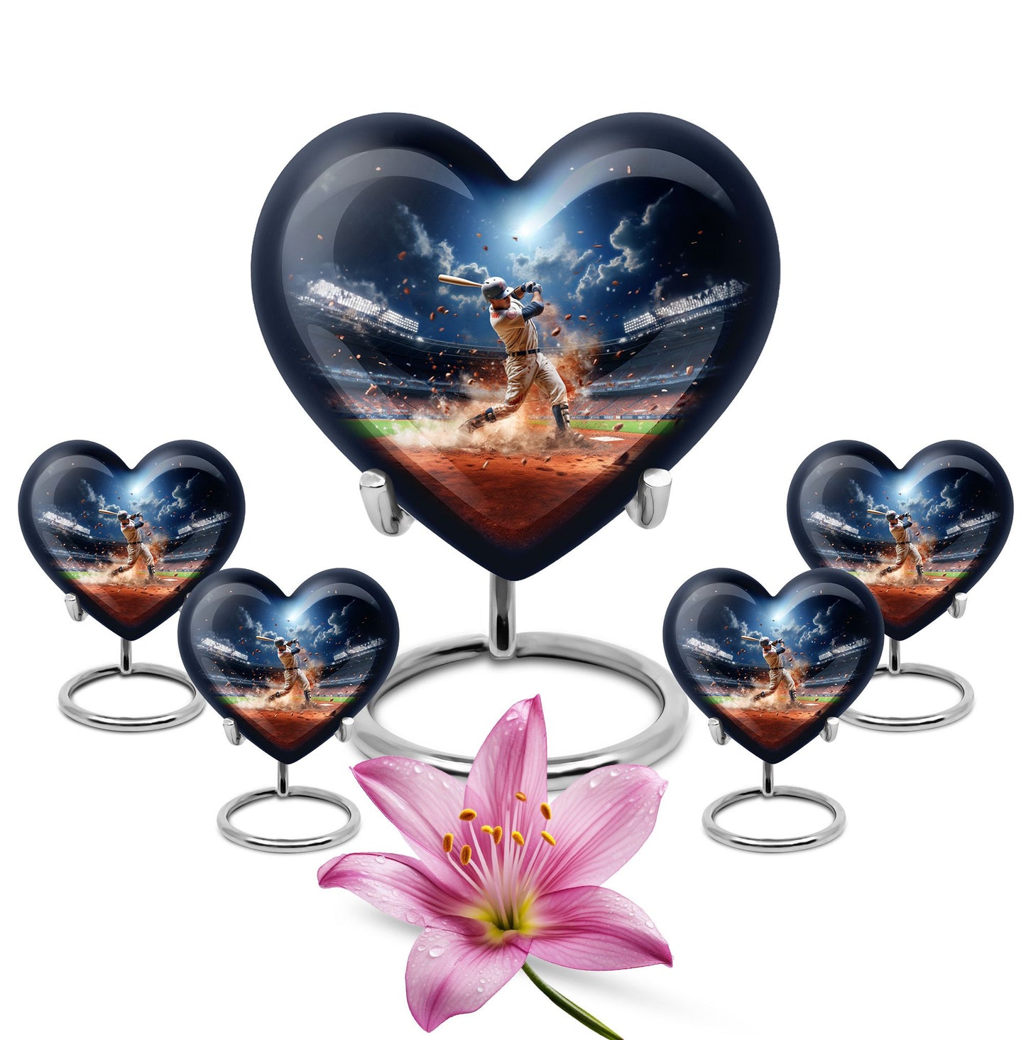 Heart Shape  Large Urn With 4 Keepsake Urn