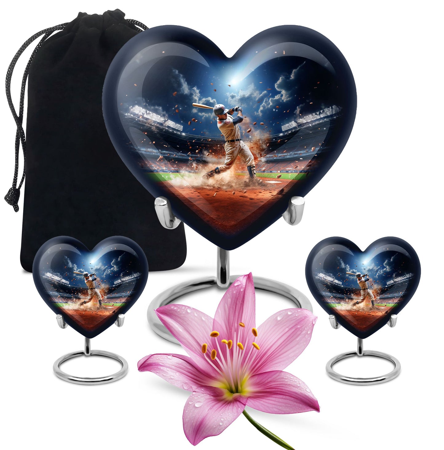 Heart Shape  Large Urn With 2 Keepsake Urn