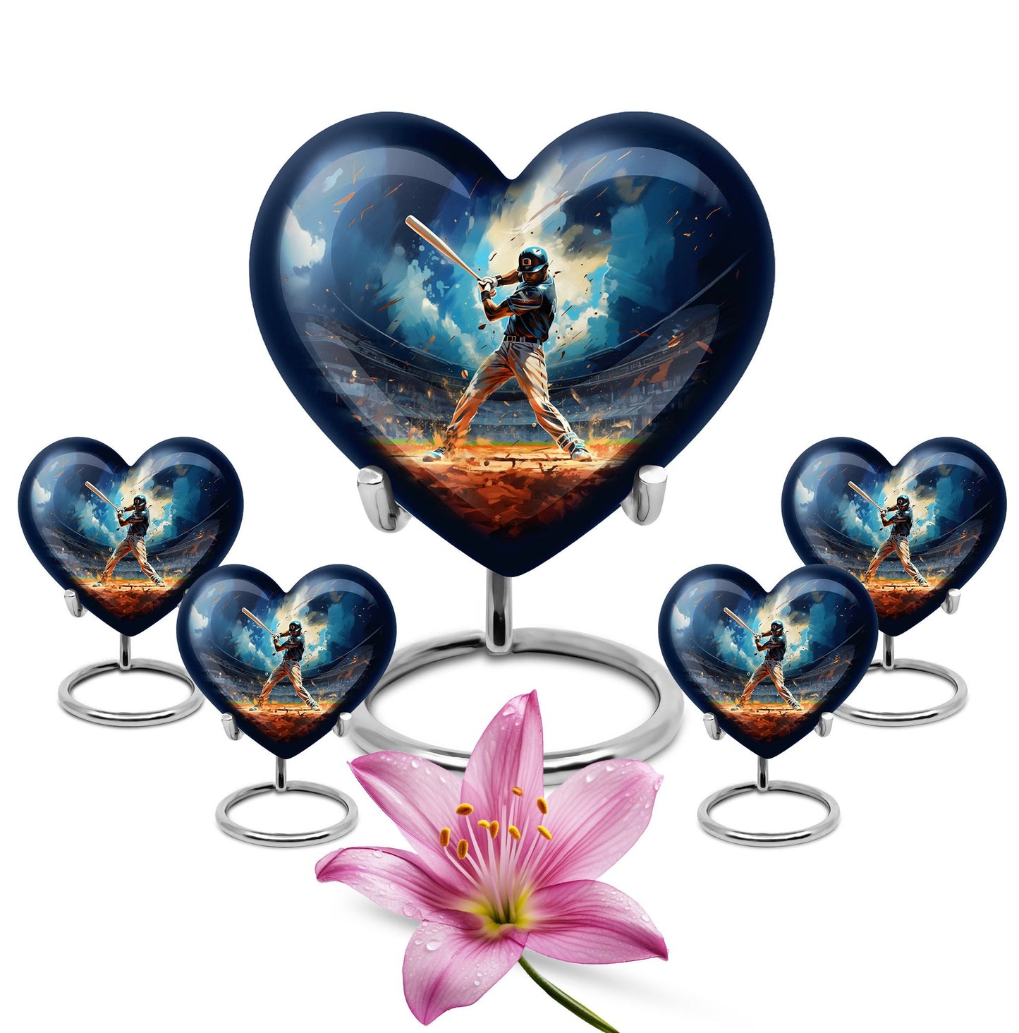 Heart Shape  Large Urn With 4 Keepsake Urn