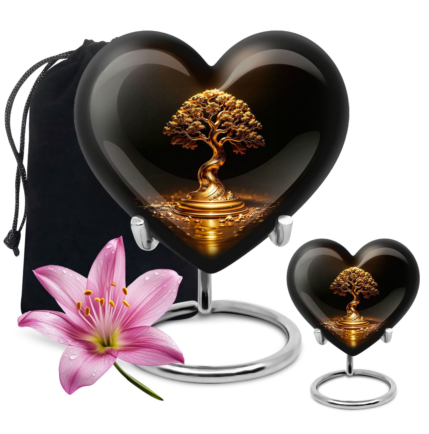 Heart Shape  Large Urn With 1 Keepsake Urn