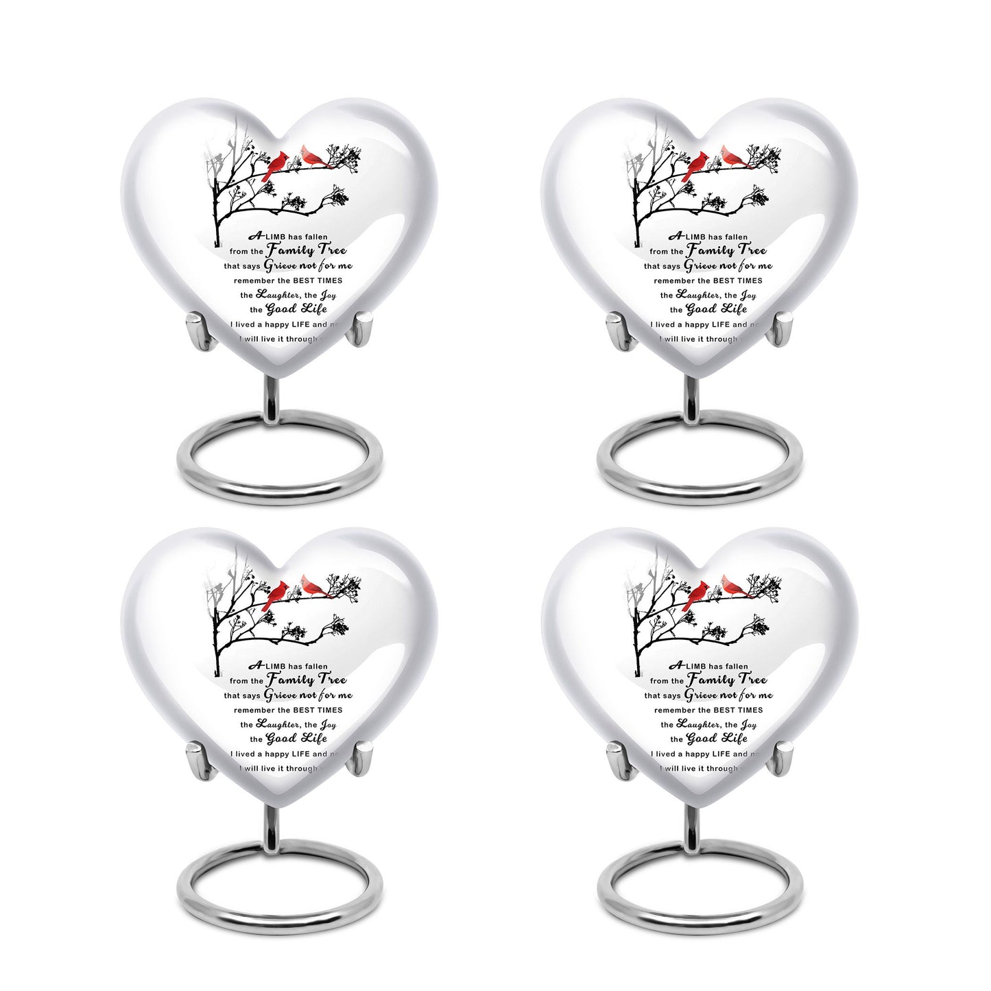 Heart Shape  Keepsake Urn Pack of 4