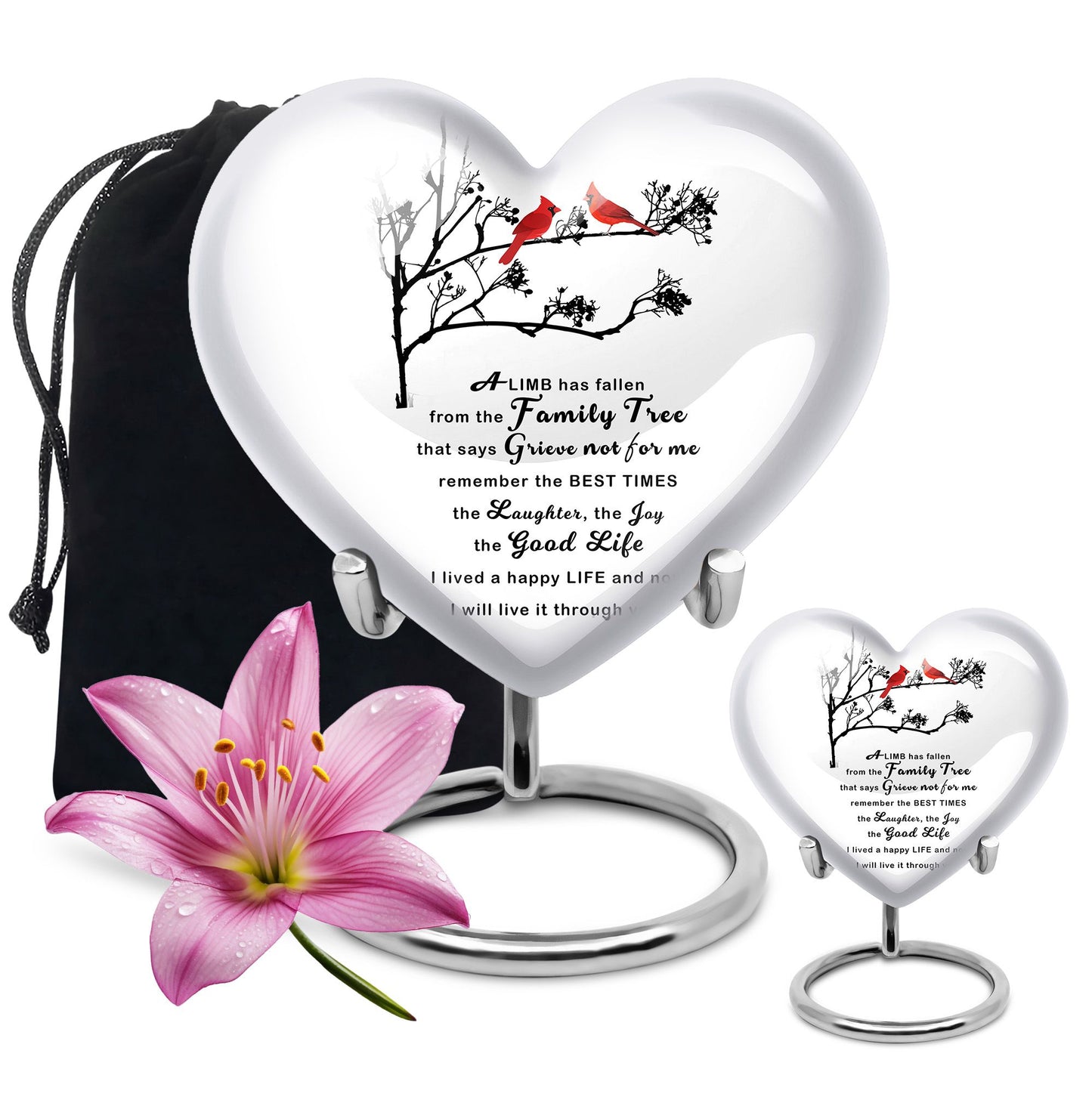 Heart Shape  Large Urn With 1 Keepsake Urn