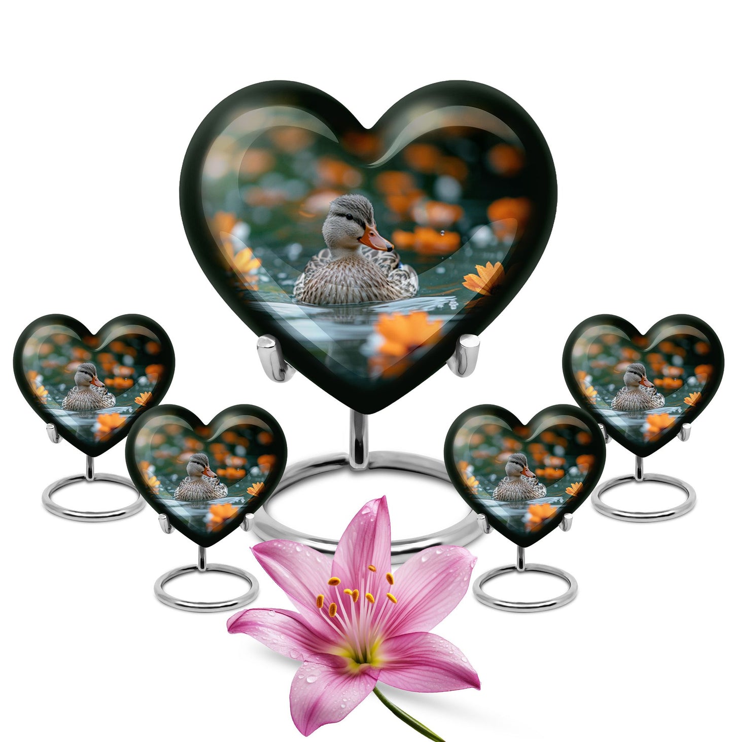 Heart Shape  Large Urn With 4 Keepsake Urn