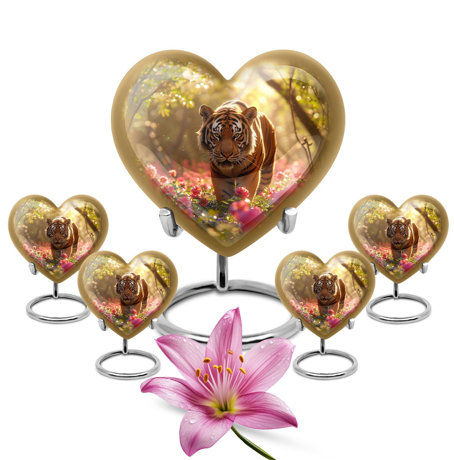 Heart Shape  Large Urn With 4 Keepsake Urn