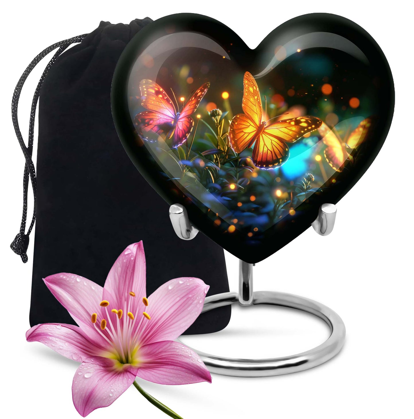 Heart Shape Butterfly Urn Large Urn 10 Inch