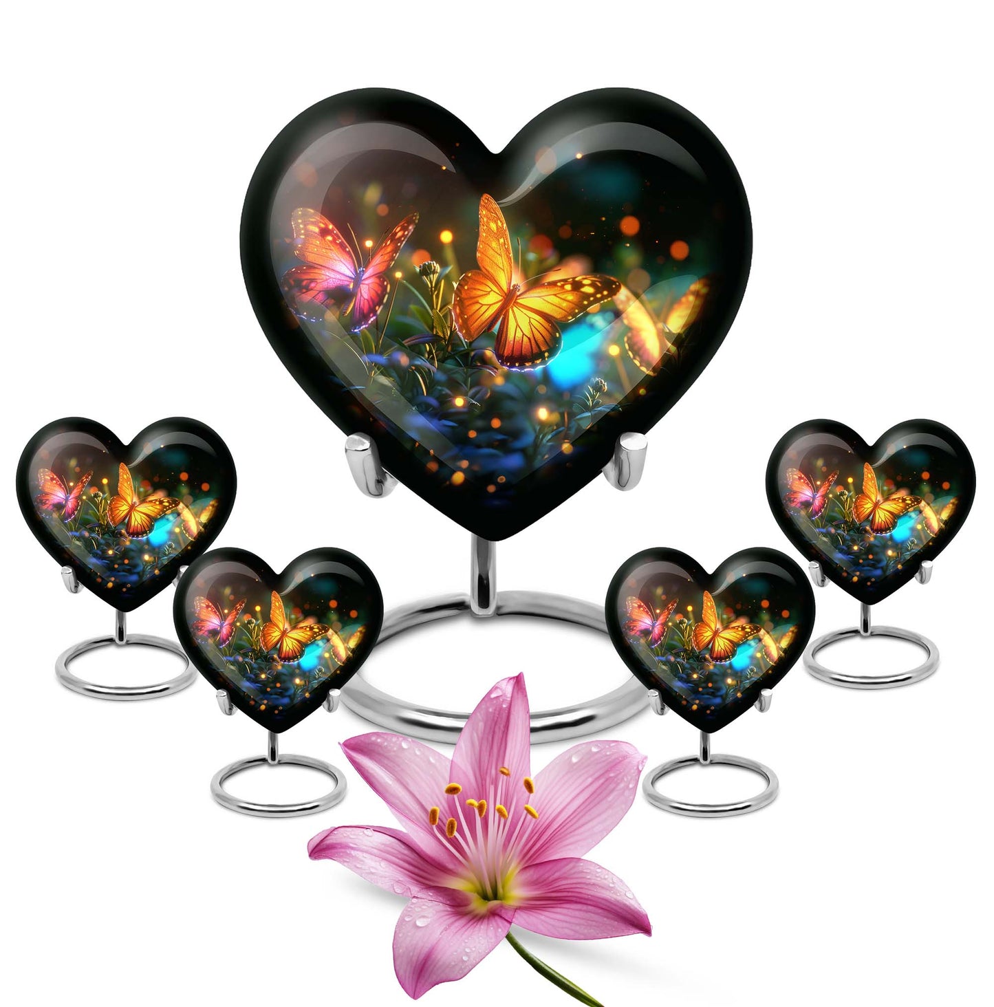 Heart Shape  Large Urn With 4 Keepsake Urn