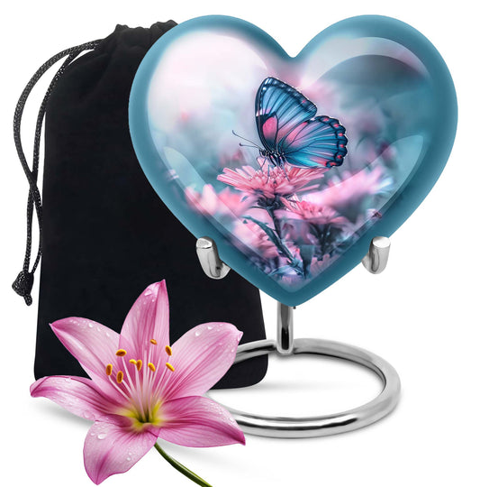 Heart Shape Butterfly Urn Large Urn 10 Inch