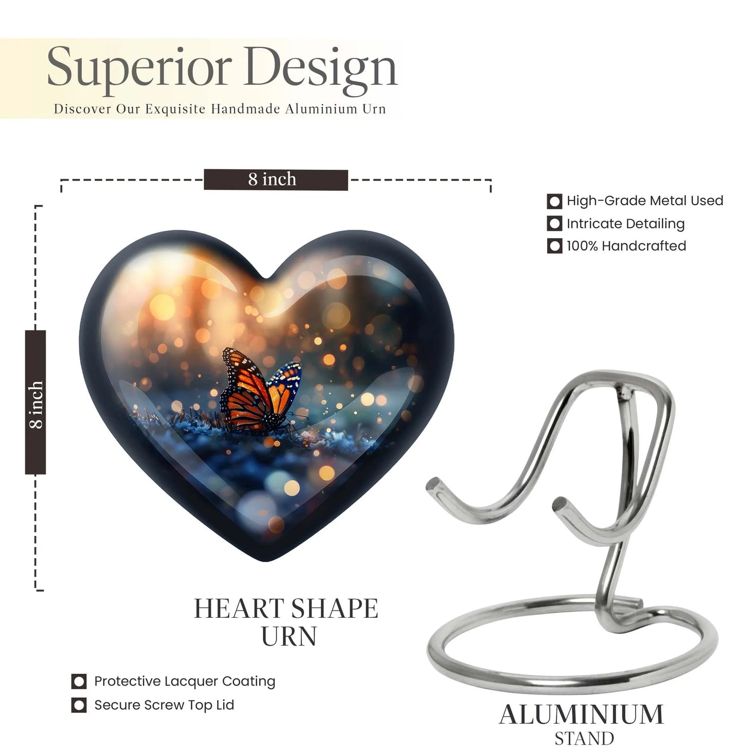 Butterfly Heart Urns – Heart-Shaped Cremation Urns for Adults