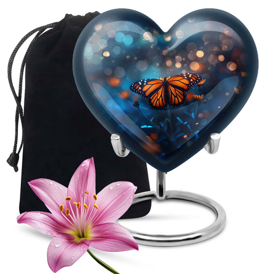 Heart Shape Butterfly Urn Large Urn 10 Inch