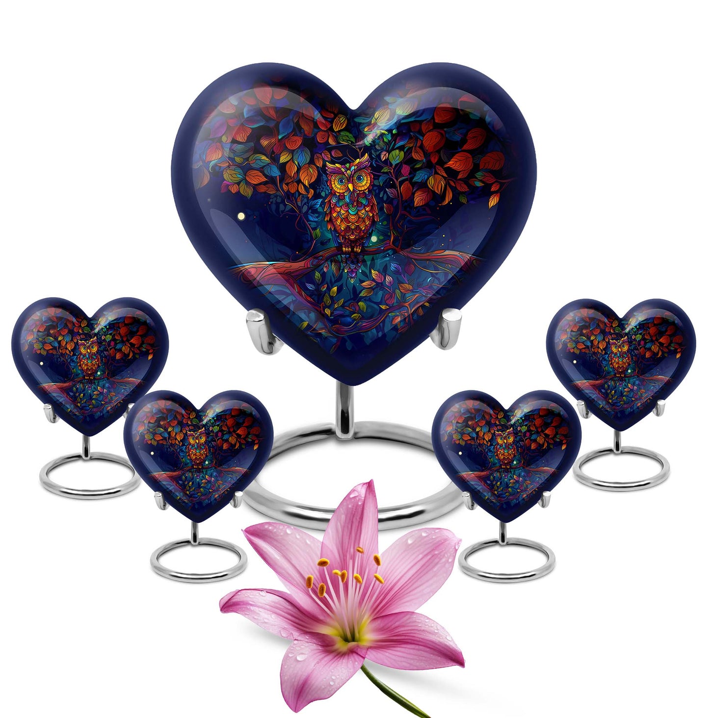 Heart Shape  Large Urn With 4 Keepsake Urn