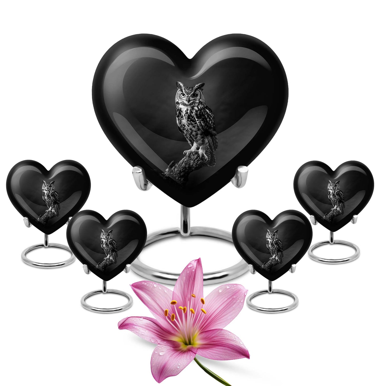 Heart Shape  Large Urn With 4 Keepsake Urn