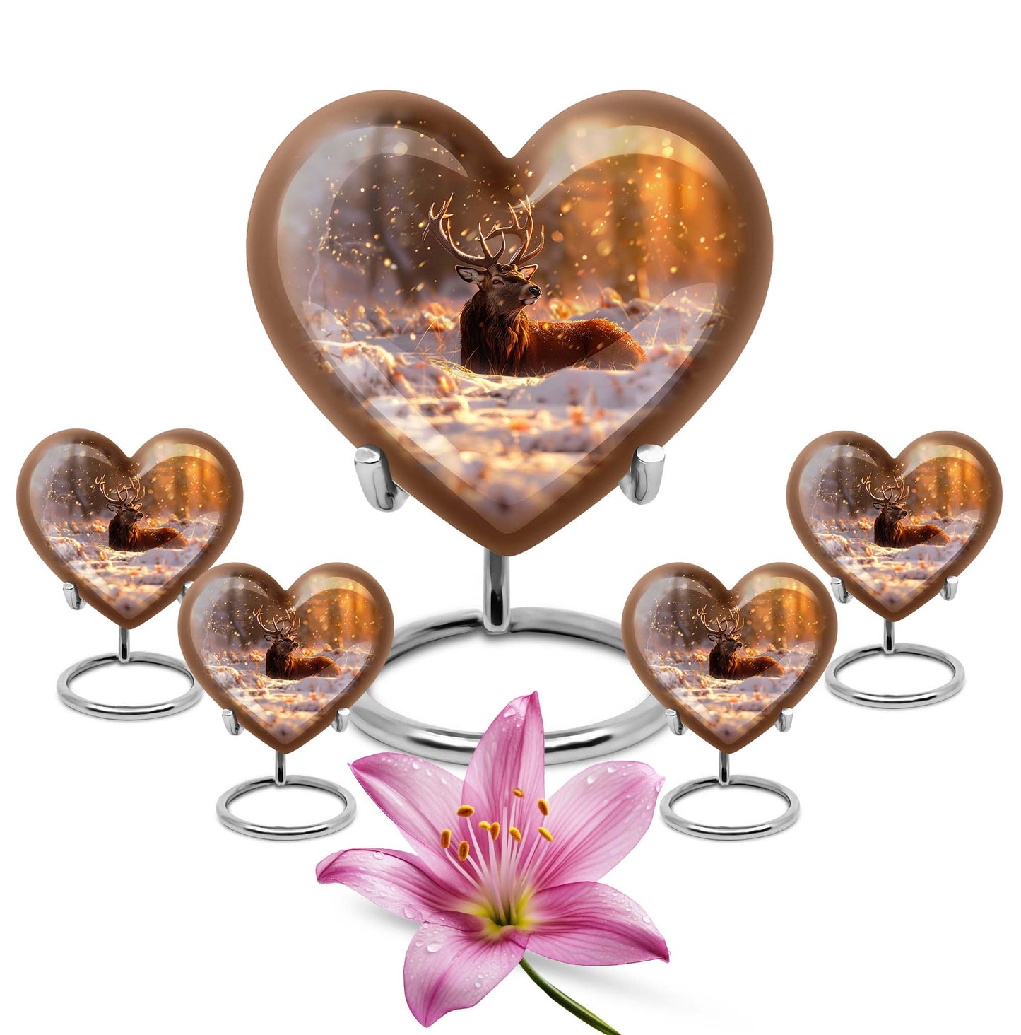 Heart Shape  Large Urn With 4 Keepsake Urn