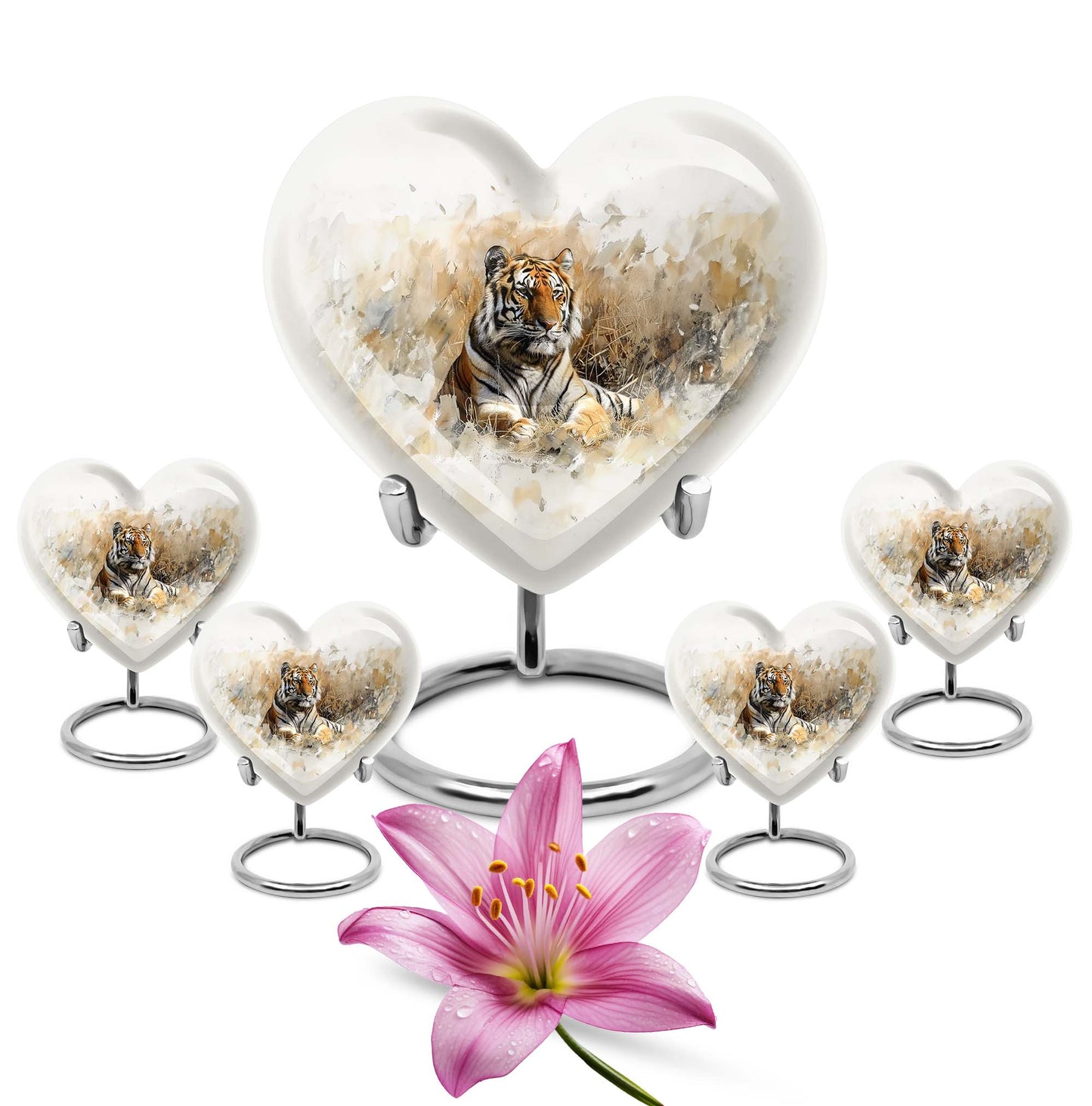 Heart Shape  Large Urn With 4 Keepsake Urn