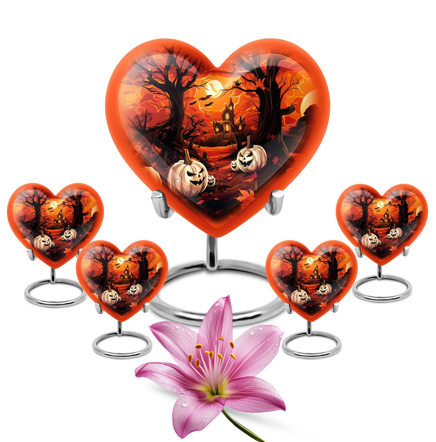 Heart Shape  Large Urn With 4 Keepsake Urn