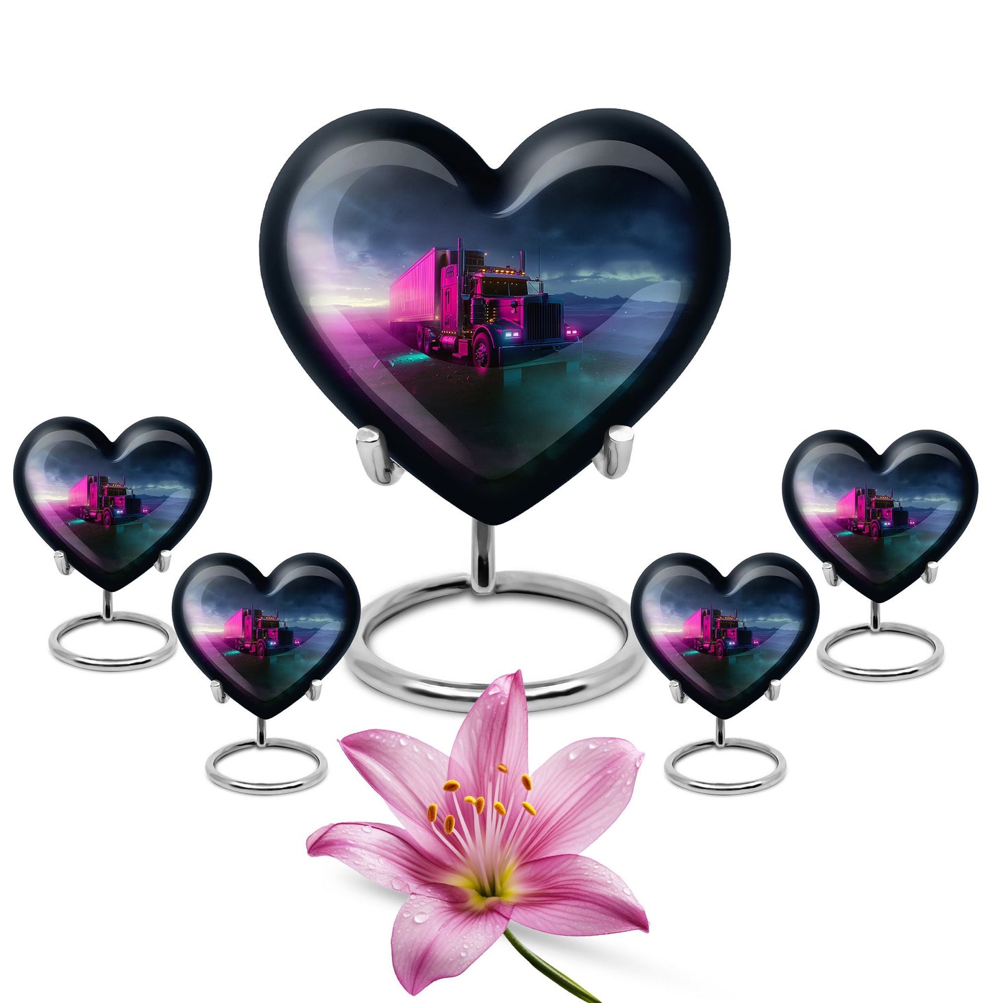 Heart Shape  Large Urn With 4 Keepsake Urn