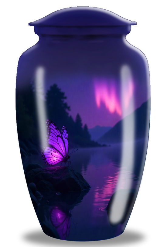 Purple Butterfly Custom Cremation Urn For Ashes Adult Men & Women