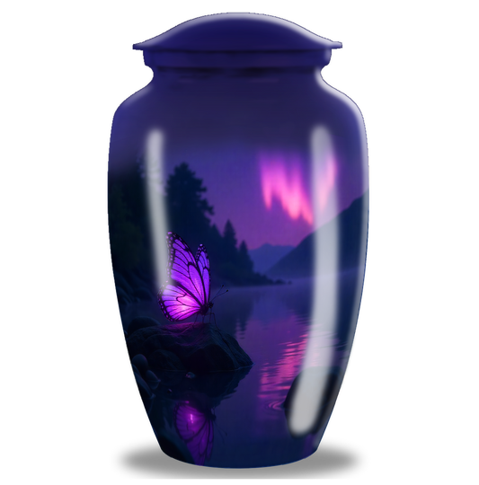 Purple Butterfly Custom Cremation Urn For Ashes Adult Men & Women