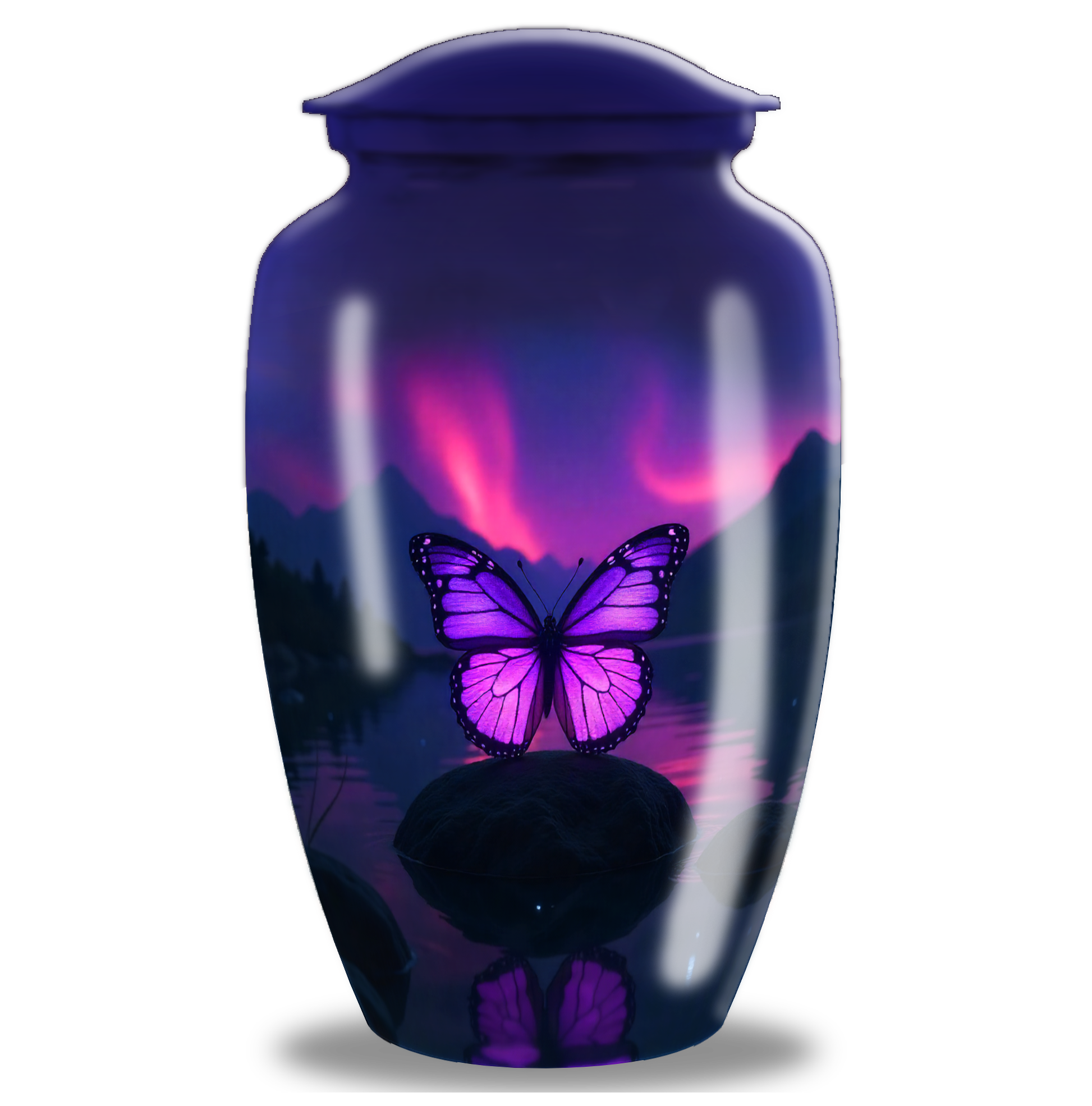Pink & Purple Butterfly Cremation Urn –  Exclusive Handmade Urn