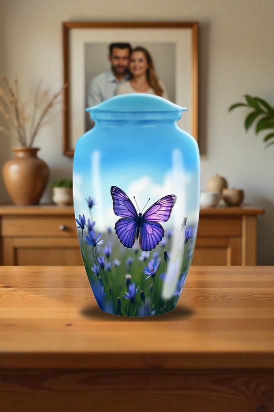 Purple Butterfly Cremation Urn