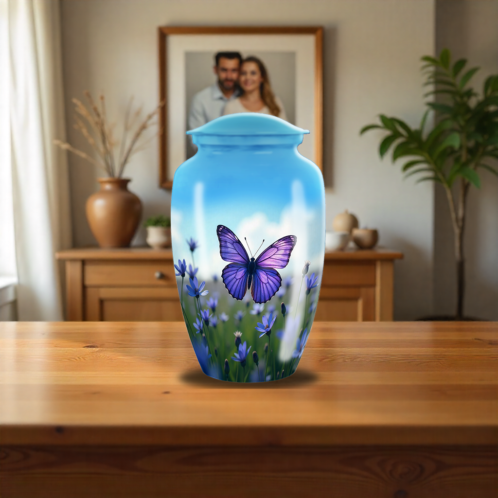 Purple Butterfly Cremation Urn