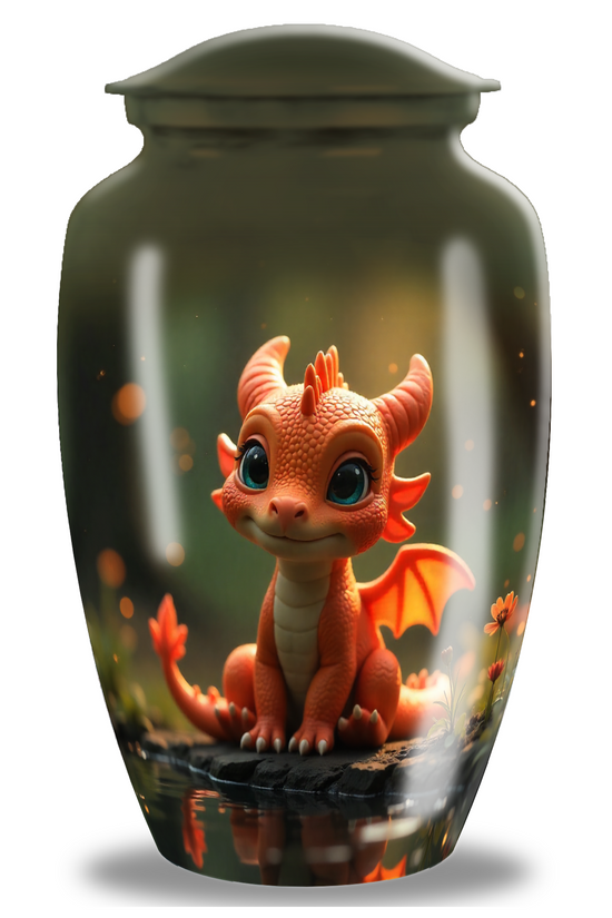 Red Baby Dragon Large Custom Cremation Urn 