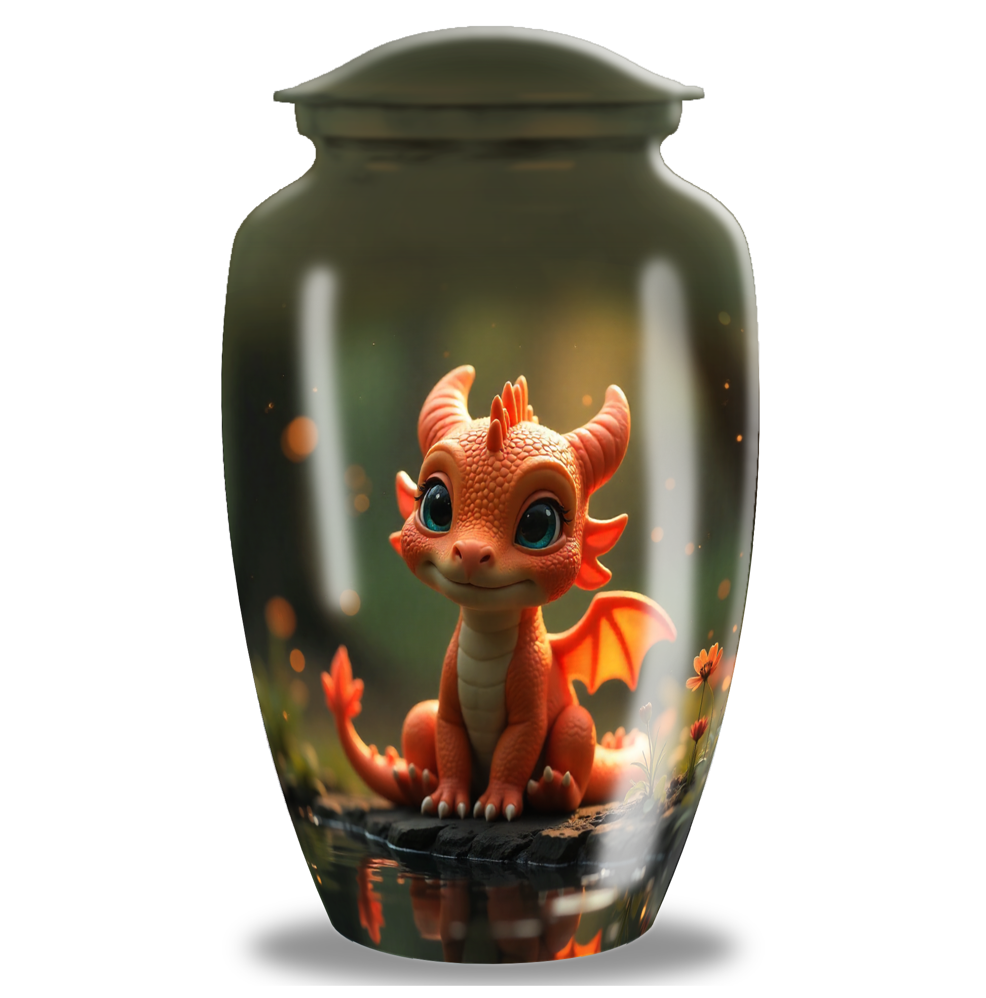 Red Baby Dragon Large Custom Cremation Urn 