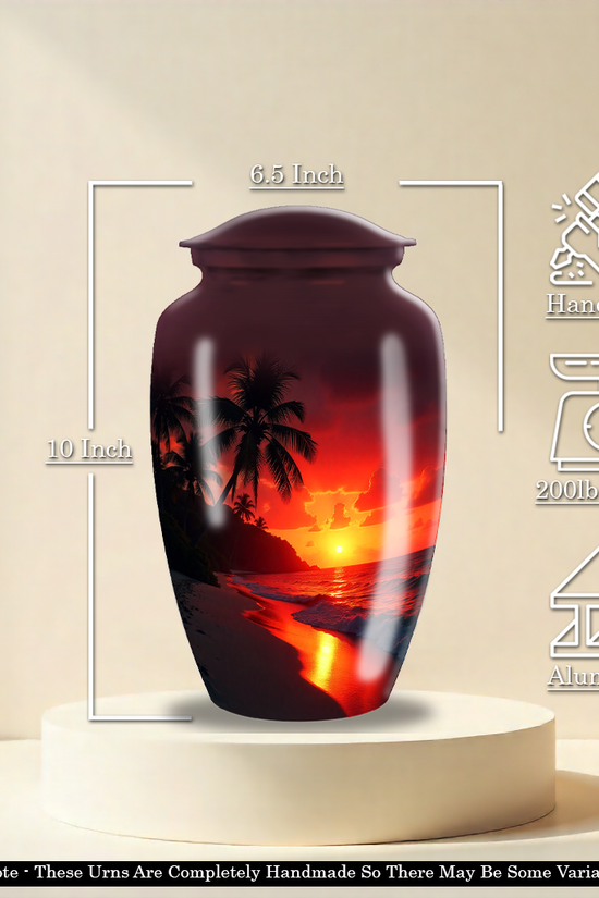 Red Sunset Beach Theme Cremation Urn