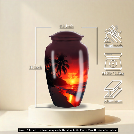 Red Sunset Beach Theme Cremation Urn